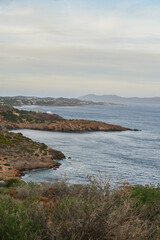 Naklejka premium View from Cape Sounion on Aegean Sea and costline