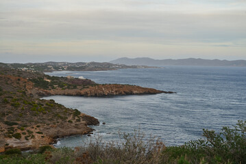 View from Cape Sounion on Aegean Sea and costline