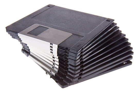 Pile of 3.5 inch computer diskettes