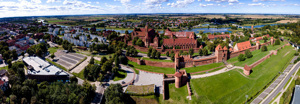 Panorama.Aerial view of the Malbork Castle.