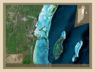 Belize, Belize. High-res satellite. Labelled points of cities