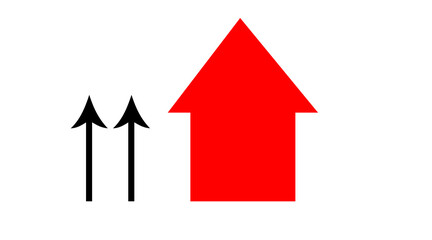 Red one arrow icon, red color arrow indicator Symbol