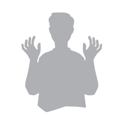 驚きのジェスチャーをする男性のシルエット