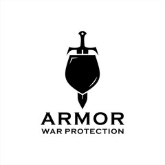 Fototapeta premium Shield Armor Sword logo design inspiration.