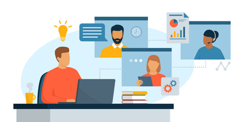 Business team having a conference call online