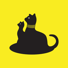 Two black cat animal logo