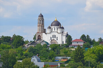 Fototapeta na wymiar The Pokrovsky Old Believers Cathedral in Borovsk was built in 1912. Architect Nikolay Omelusty. Borovsk, Russia, 08.01.2022.