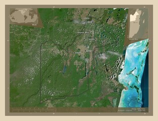Orange Walk, Belize. High-res satellite. Labelled points of cities
