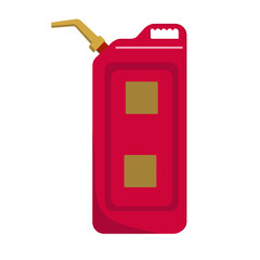 Leaking gasoline can, petrol container isolated on background.