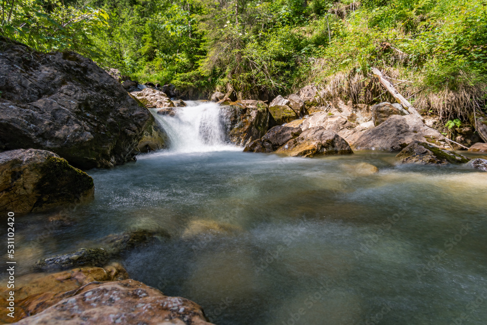 Wall mural Hike to the Keilkeller waterfall near Mayrhofen in the Zillertal Alps