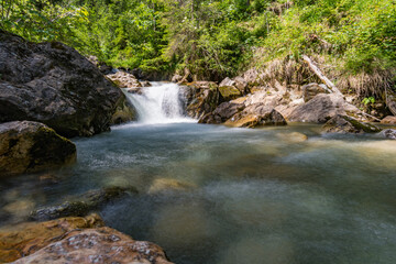 Hike to the Keilkeller waterfall near Mayrhofen in the Zillertal Alps