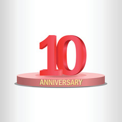 10th anniversary design with stage, high quality vector, eps10