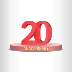 20th anniversary design with stage, high quality vector, eps10