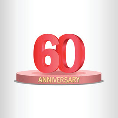 60th anniversary design with stage, high quality vector, eps10