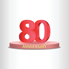 80th anniversary design with stage, high quality vector, eps10
