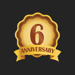 6th anniversary with golden badge