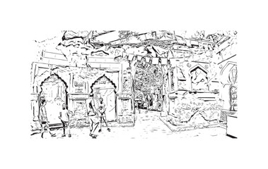 Obraz premium Building view with landmark of Orlando is the city in Florida. Hand drawn sketch illustration in vector.