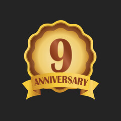 9th anniversary with golden badge
