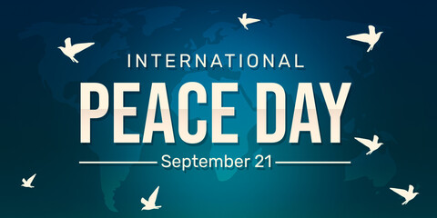 International Peace Day Cover Design with Blue background and birds sign. Peace Day Banner wallpaper