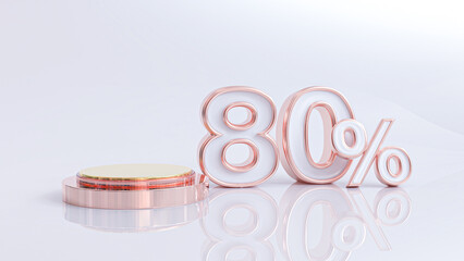 sale background 80 percent with podium 3d