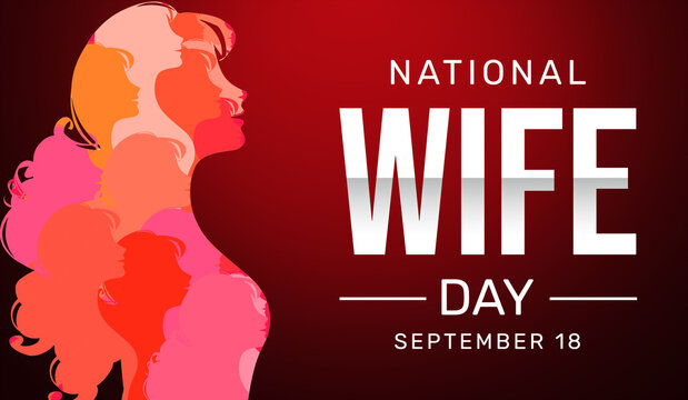 National Wife Day, Wife Appreciation Day Background In Red Color With Portrait. Wife Day Wallpaper Design