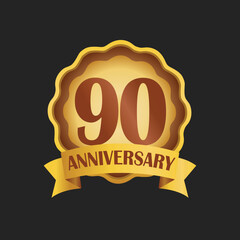 90th anniversary with gold badge