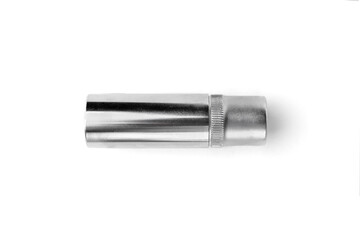 Chrome socket heads isolated on a white background. 