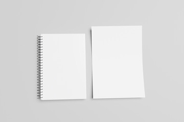 blank book and paper sheet. Ready for mockup