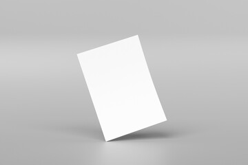 Blank Paper Leaflet, Flyer, Broadsheet With Shadows On White Background Isolated. Mock Up Template Ready For Your Design
