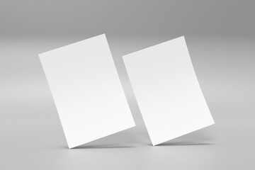 Blank Paper Leaflet, Flyer, Broadsheet With Shadows On White Background Isolated. Mock Up Template Ready For Your Design