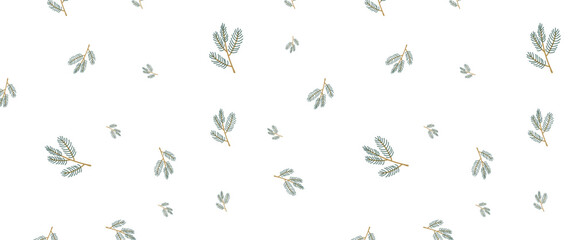 Vector seamless pattern with conifers branches