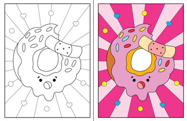 kawaii Donut food coloring page