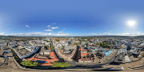 Großstadt Bielefeld 360° Luftaufnahme Kesselbrink Innenstadt Nordrhein-Westfalen - obrazy, fototapety, plakaty