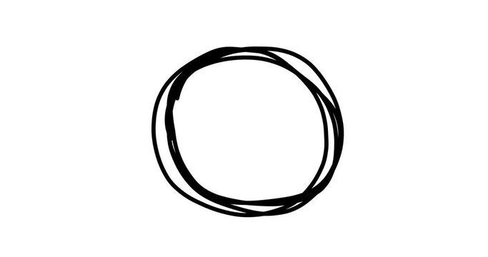 frame animation doodle hand drawn round frame, imperfect stylized copy space background