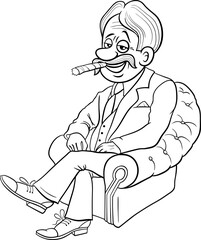 cartoon boss or businessman in armchair coloring page