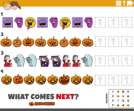 pattern game with cartoon Halloween characters
