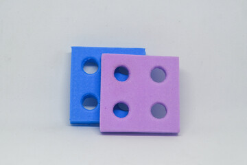blue and purple dice