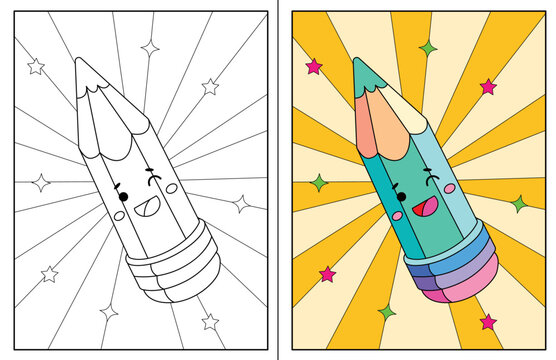 Kawaii Pencil Coloring Page