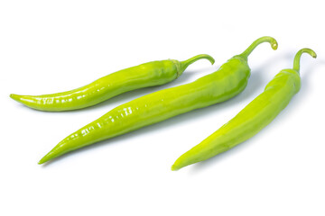Green chili pepper isolated on a white background