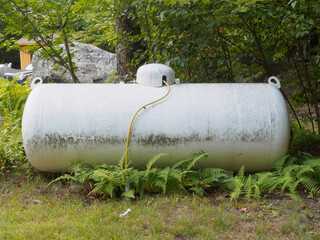 Propane tank on the edge of the woods
