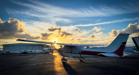 Small Plane at Sunset