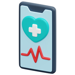 heart rate 3d render icon illustration