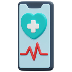 heart rate 3d render icon illustration