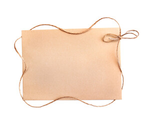 sheet of kraft paper and rope to the frame and place for text