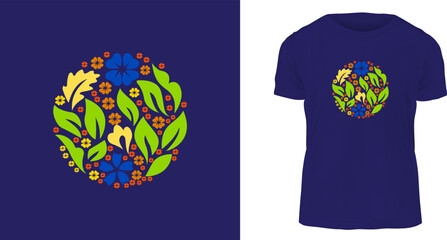 t shirt design concept, a bunch of flowers and leafs