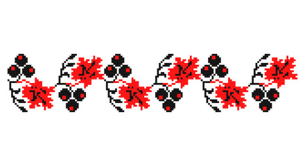 Embroidered good like old handmade cross-stitch ethnic Ukraine pattern. Ukrainian towel ornament, rushnyk called, vector.