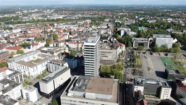Gro&szlig;stadt Bielefeld Telekom Fernmelde Hochhaus am Kesselbrink Luftaufnahme Umflug Nordrhein-Westfalen