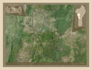 Donga, Benin. High-res satellite. Labelled points of cities