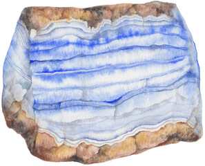 Transparent Background blue lace agate Illustration Png. Transparent Clipart Image of watercolor crystal ready-to-use for site, article, print