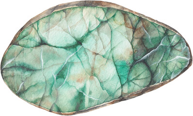 Transparent Background jade stone Illustration Png. Transparent Clipart Image of watercolor green crystal ready-to-use for site, article, print © Alena Solonshchikova